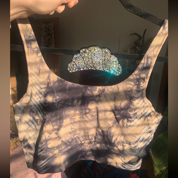 NWOT Athleta 2PC SET Seamless Tie Dye Yoga Top & Biker Shorts - Picture 5 of 13